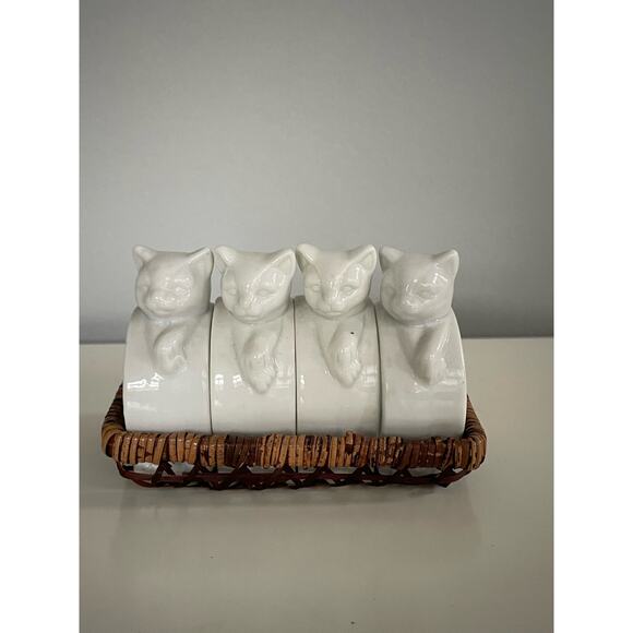 No Brand Other - Vintage Cat Napkin Rings Porcelain Kittens “ Pretty Kitty “ By Crowning Touch